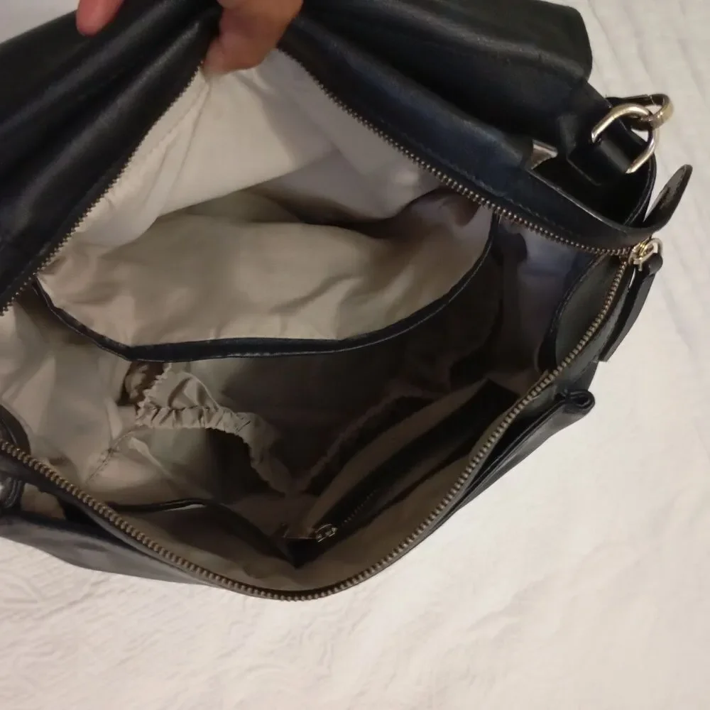 Mina Baie Kinney Vegan Leather Diaper Bag Black Backpack